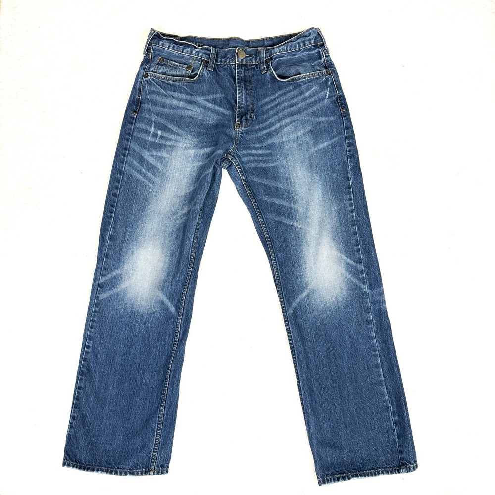 Bullhead Jeans Mens 32 x 28 Blue Denim Faded Straight Leg Mid Rise Preppy